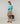 Conjunto twin de seda con cuello redondo - Azul Turquesa